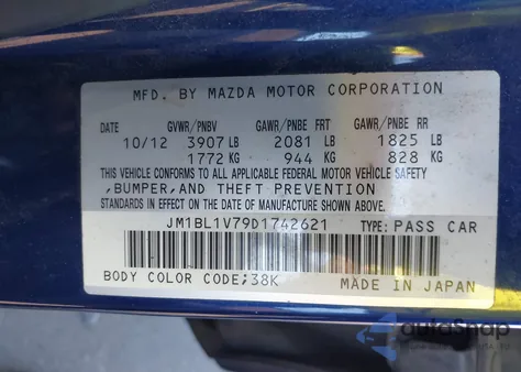 2013 Mazda Mazda3 I Touring from USA, damaged, VIN JM1BL1V79D1742621